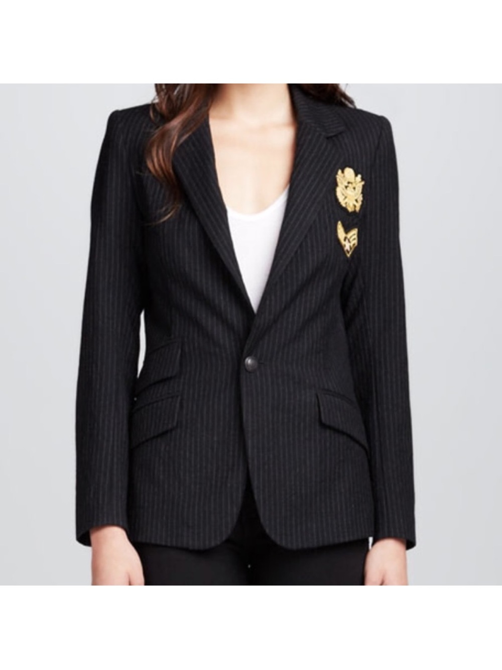 Laveer Pinstripe Wool Military Blazer Size 2
